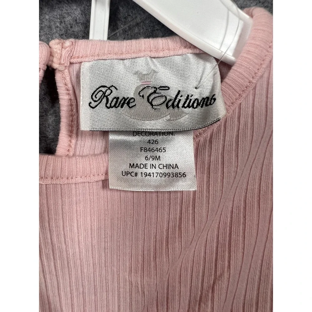 Rare Editions Ribbed‎ Peplum Top and Leopard Flare Pants Set 6-9M Pink Ruffle
